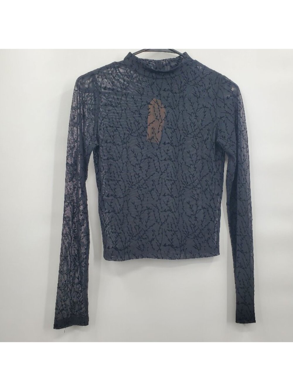 Disturbia Bouquet Floral Flocked Velour Mesh Top Women Size US 6 NWT Long Sleeve
